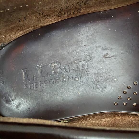 LL Bean Shoes Mens Size 11 D Brown Leather Tassel Loafers Kiltie Moc Toe Dress - Picture 7 of 14